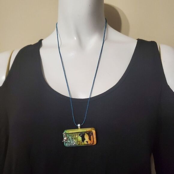 NIB Handmade Puppy Love Domino Necklace - Picture 2 of 4